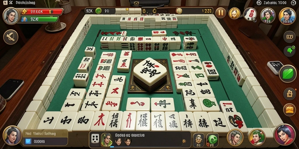 Gameplay Mahjong seru di 9ZK dengan grafis menarik.