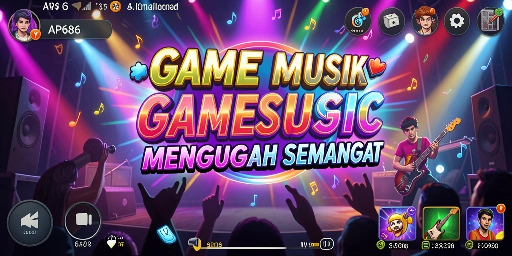Screenshot utama AP686 menampilkan gameplay musik yang seru dan interaktif.