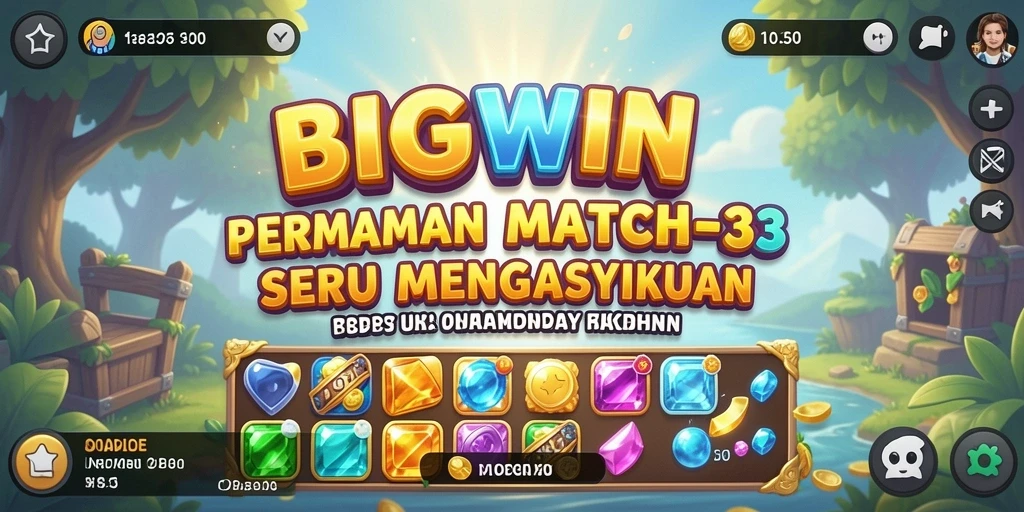 Gameplay seru BIGWIN dengan tantangan Match-3 yang menarik.