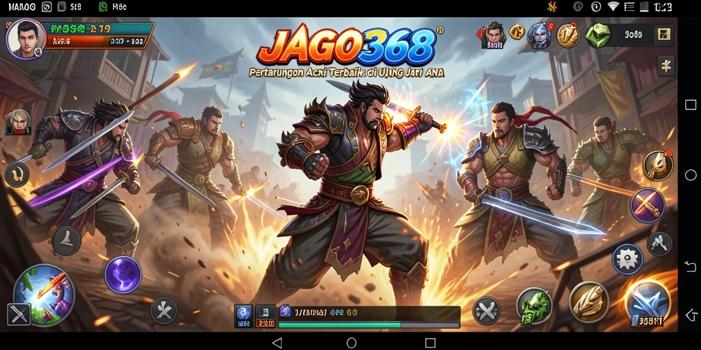 Screenshot utama JAGO368 menampilkan pertarungan epik dalam gameplay Action.