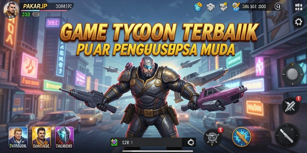 Tangkapan layar gameplay PAKARJP yang menunjukkan dinamika bisnis.