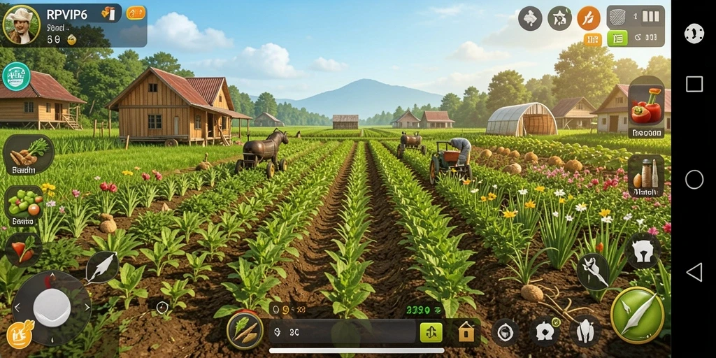 Gameplay RPVIP6 yang menarik dengan berbagai aktivitas bertani.