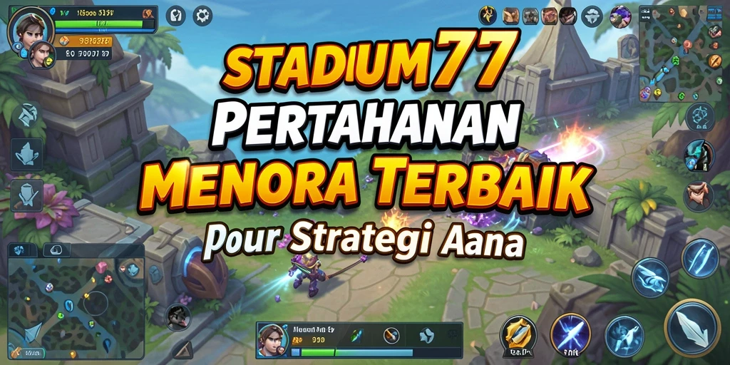 Gameplay STADIUM77 dengan menara pertahanan melawan gelombang musuh.