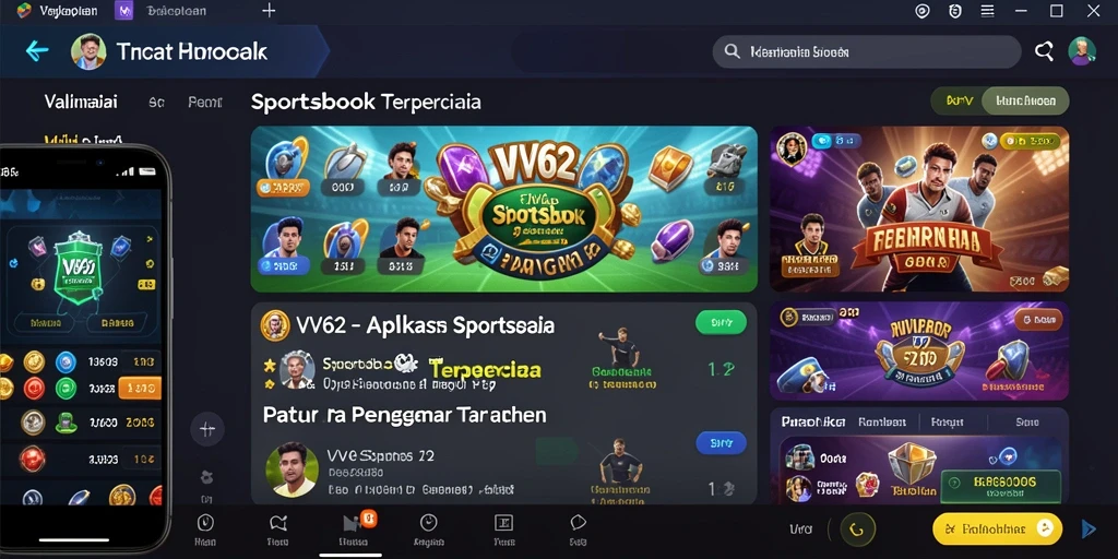 Screenshot gameplay <strong>VV62</strong> menampilkan antarmuka Sportsbook yang menarik dan interaktif.
